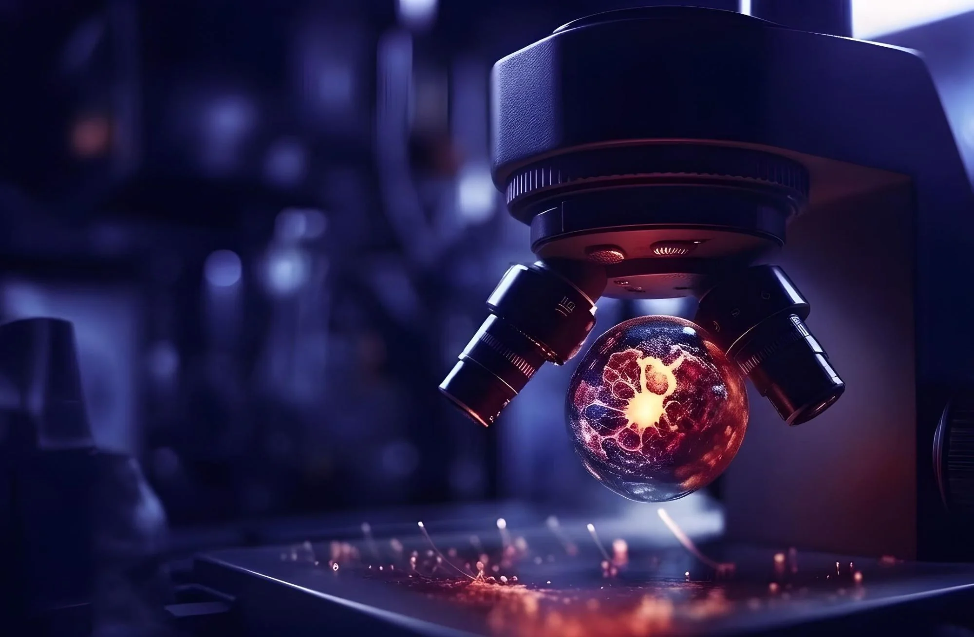Molecule under a laboratory microscope